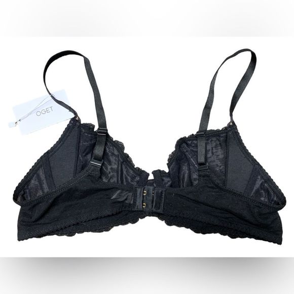 OGET, Black Mesh Bralette, Straps Snap from the Back, Size 38C, NWT - Picture 2 of 7